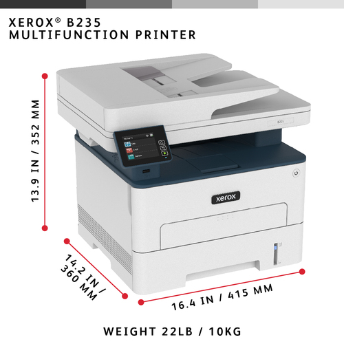 Xerox B235 A4 34ppm Wireless Duplex Copy/Print/Scan/Fax PS3 PCL5e/6 ADF 2 Trays Total 251 Sheets - Image 9